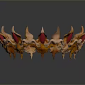 Elegant Decorative Crown With Gold Metal And Red Gemstones For Home Decor