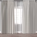 Curtains Light Gray Floor Length With Sheer Layer For Window Decoration 3d model