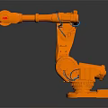 Orange Robot Arm As Industrial Role With Mechanical Joints And Stable Base Design 3d model