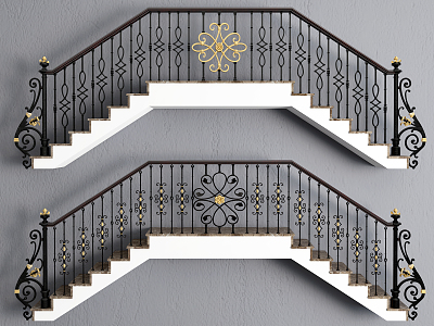 European-style Stairs Wrought Iron Railing Stairs model