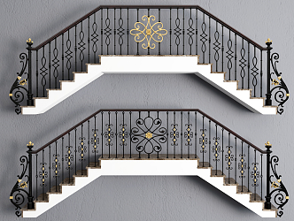 European-style Stairs Wrought Iron Railing Stairs 3d model