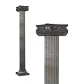 Classical Style Stone Columns With Carved Capitals And Textured Bases 3d model