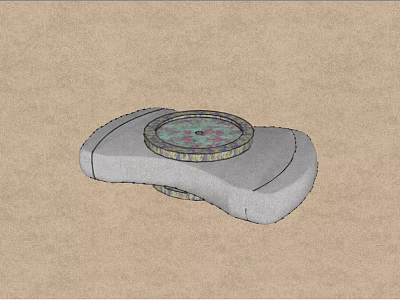 3D Model Decorative Base With Ornate Circular Top And Colorful Patterns 3d model