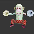 Cartoon Monkey With Red Eyes Holding White Plates In Red And White Striped Pants