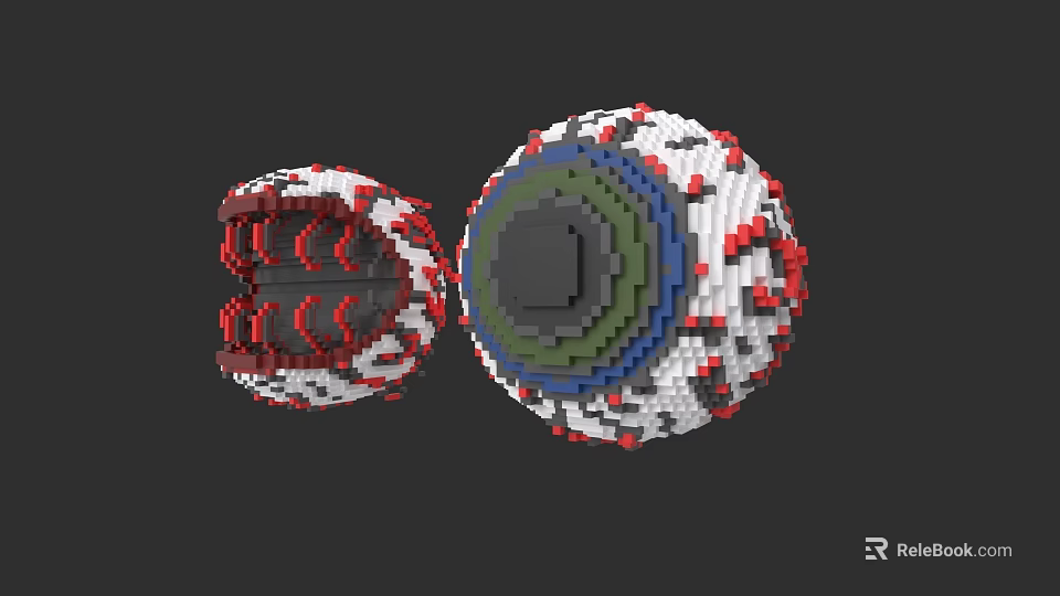 Pixel Art Game and Movie Character Spheres With Detailed Interior and Vibrant Colors 3d model 