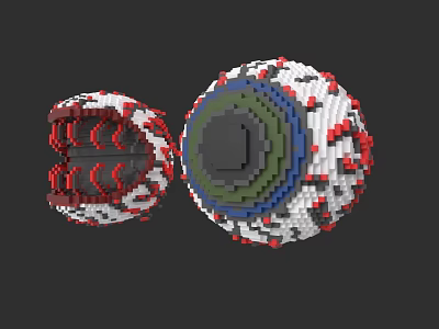 Pixel Art Game and Movie Character Spheres With Detailed Interior and Vibrant Colors 3d model