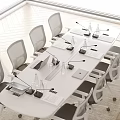 Modern conference table and chair combination 3d model