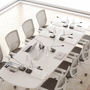 Modern conference table and chair combination 3d model