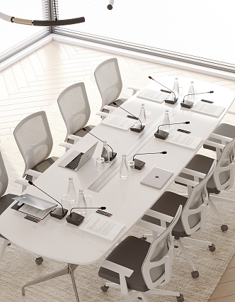 Modern conference table and chair combination 3d model