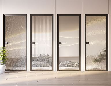 Modern swing door glass single door 3d model