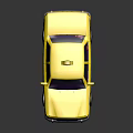 Yellow Green Shell Taxi Car With Roof Sign And Black Exterior Accents