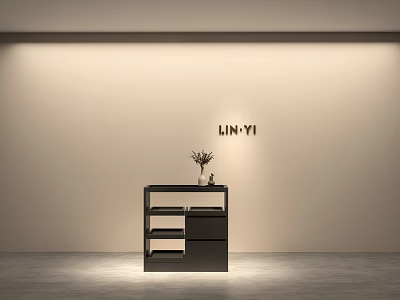 LIN YI Clothing Store Interior With Minimalist Display Shelf And Decorative Vase 3d model