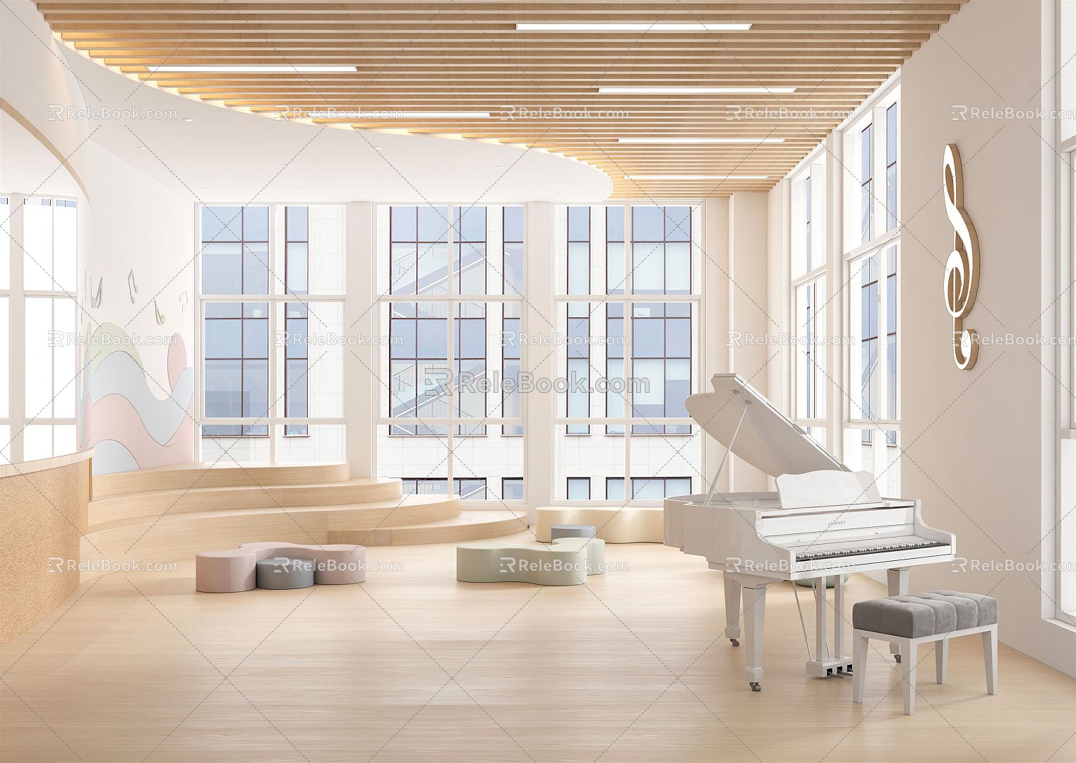 Modern Music Classroom Kindergarten Music Classroom 3d model