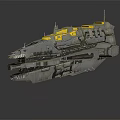 Futuristic Sci Fi Massive Spaceship Exterior Design With Yellow Accents And Mechanical Details