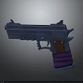 3D Modeled Weapon Pistol With Blue Body Purple Grip And Red Accents Design