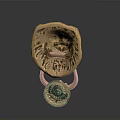 Brass Lion Head Door Knocker Sculpture With Intricate Carving Details