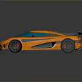 Sleek Orange Black Sports Car With Blue Roof And Rear Spoiler Design