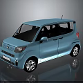 Stylish Blue Compact Car With Rounded Design Black Windows And Silver Wheels 3d model