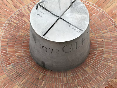 Historic 1972 GLF Memorial Concrete Structure With Circular Brick Pavement 3d model