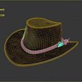 Vintage Brown Leather Cowboy Hat With Braided Rope Band And Metal Buckle