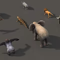 Reptile Crocodile Surrounded By Various Wild Animals Such As Elephants Gorillas