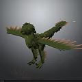Fantasy Character Green Mythical Creature With Plant Like Wings And Pink Feathers