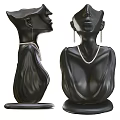 Commercial Jewelry Display Equipment Black Mannequin Busts With Necklace Earring