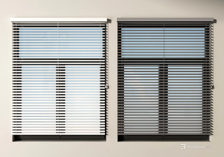 Modern Window Blinds Interior Design Featuring Light And Dark Color Options 3d model