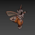 Cute Orange Game Movie Character With Big Eyes White Fur And Transparent Wings