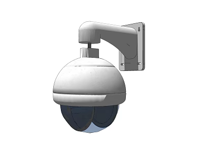 Wall Mounted Dome Surveillance Camera With White Housing And Dark Lens 3d model