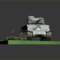 Military Tank Model Displayed on Green Base With Small Plants and Plaque