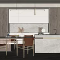 Modern dining table and chair combination 3d model