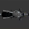 Vintage Style Motorcycle with Gray White Body Black Seat Yellow Shock Absorbers Silver Exhaust Pipe