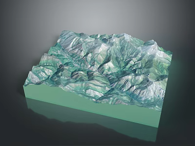 Undulating Mountain Landscape 3D Terrain Model Featuring Green And White Rugged Peaks 3d model