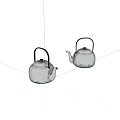 Decorative Silver Teapots With Vintage Metal Handles And Shiny Finish