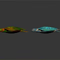 Colorful Sea Turtles With Vibrant Shells And Flippers On Dark Background