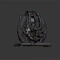Black Backpack Style Diving Buoyancy Control Device With Straps Tubes Valves On Purple Platform 3d model