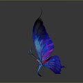 Elegant Fairy Character With Transparent Iridescent Blue Purple Gradient Butterfly Wings And Glowing Base
