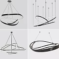 Modern Chandeliers with Sleek Curved Metal Lines and Contemporary Circular Hanging Design