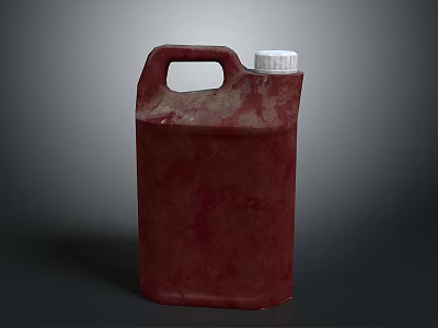 Red Plastic Container With White Lid And Handle On Dark Surface 3d model