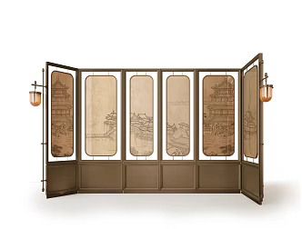 Miloti Modern Glass Screen Metal Screen Partition Combination 3d model