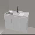 Modern White Bathroom Vanity Cabinet With Double Sink And Black Faucet Design