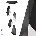 Modern Black And White Geometric Chandelier With Multiple Angular Pendants