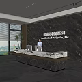 Modern company front desk background wall reception area bar desk reception desk hall simple lobby 3d model
