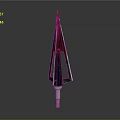 Decorative Trident With Red Black Blade And Metallic Shaft Design