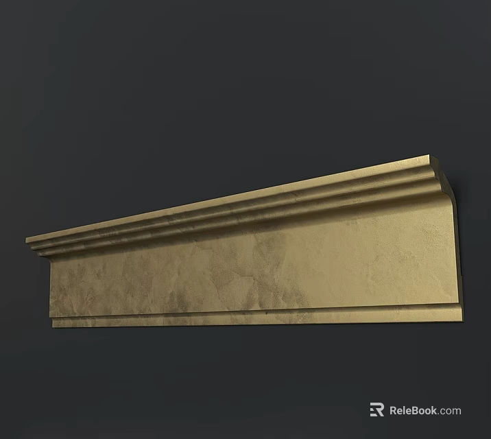 Golden Architectural Decorative Component With Textured Surface And Elegant Trim 3d model 