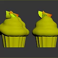 Vibrant Assorted Cupcakes with Different Colored Frostings Topped with Apple Slices and Orange Cases