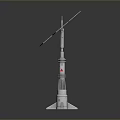 Modern Space Rocket With Blue Hexagonal Solar Panels And Silver Metallic Structure