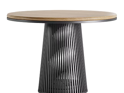 Modern Home Tea Table And Chairs With Wooden Top And Metal Base Design 3d model