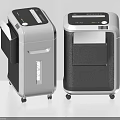 Modern Office Appliance Paper Shredders In Two Different Silver Black Designs With Wheels